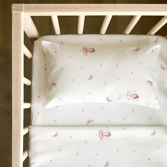 Borea Set Baby Crib Sheets Cotton Pinkfairy Pink 120x160cm