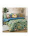 Nef-Nef Homeware Сет Спални Чаршафи Единични с Ластик Памучни Jungle Green 100x232cm 3бр