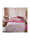 Nef-Nef Homeware Сет Спални Чаршафи Единично с Ластик Памучни Wild & Sweet Pink 100x232cm 3бр