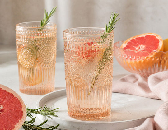 Arte Regal Set Pahare Pentru Apă Din Sticlă Portocalii 360ml 4 Bucăți