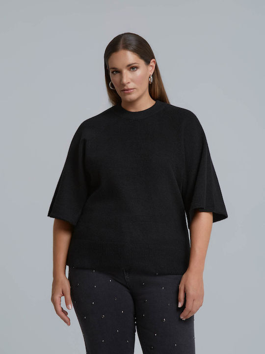 Mat Fashion Pulover Damă Cu Mânecă 3/4 Negru