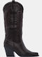 Suede Damenstiefel Cowboy mit Mittelabsatz Braun