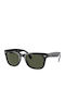 Unisex Sunglasses with Black Horn-Rimmed Frame and Green Lens