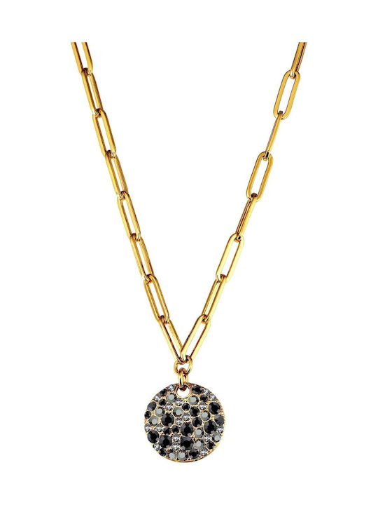 Dyrberg/Kern Necklace of Gold Plated Steel Black
