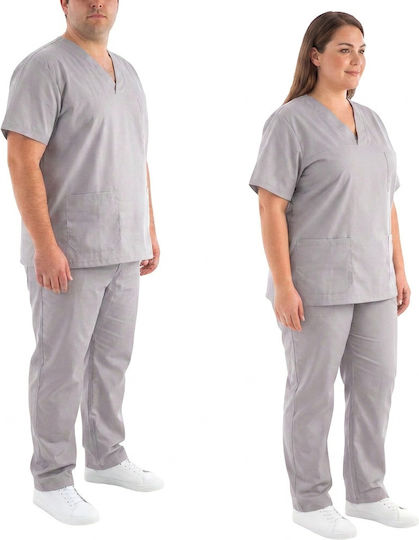 DS Wear Unisex Σετ Ιατρικό Παντελόνι και Μπλούζα Γκρι