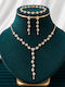 Goldfarbenes Hochzeits-Schmuckset Kristalle – Halskette Ohrringe & Armband «lumiere»
