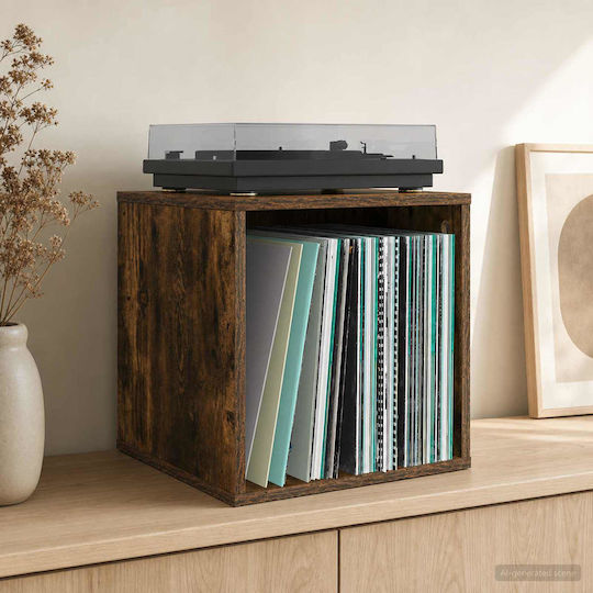 vidaXL Vinyl Album Box Smoked Oak Wood 37 x 36,5 x 38 cm
