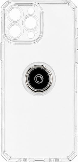 Transparente Silikon Handyhülle Apple iPhone 13 Pro Drehbarer Kickstand Ring & Verstärkte Ecken