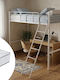 Pat pentru copii Loft Bed Single cu saltea Alb 90x200cm