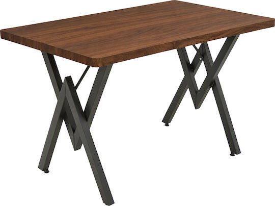 Vertex Esszimmer- und Küchentisch Holz mit Metallrahmen Walnuss 110x70x72cm