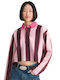 Crop Top Damă Din Bumbac Cu Dungi Coral Blush