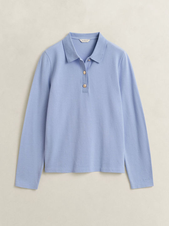 Gant Gant Damen Polo Langärmelig Bluse Hellblau