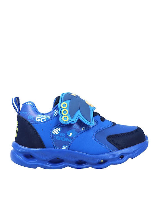 Sonic Kids Sneakers with Hoop & Loop Closure & with Lights Blue