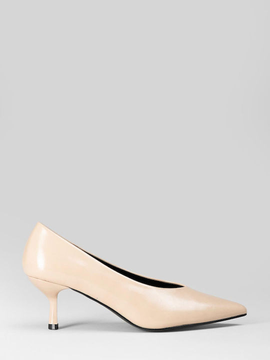 Pointed Toe Heels with Thin Mid Heel Brown