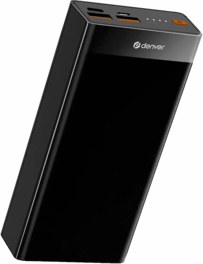 Denver PQC-20008 Външна батерия 20000mAh 22.5W с 2 USB-A изходни порта Power Delivery Черна