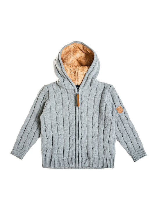 Kids Cardigan Knitted with Grey Hooded