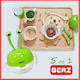 Berz 5 1 Food Bowl Set Green Crab Dinnerware Set 8 Pieces 2 Bowls PP Cup Silicone Spout Silicone Spoon Silicone Fork