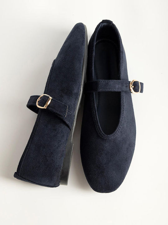 Bozikis Suede Women's Ballerina Shoes Blue