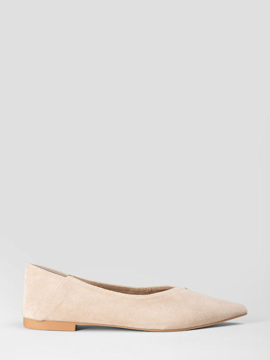 Super Mode Wildleder Damen Ballerinas Spitz zulaufend Braun