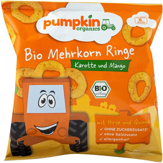 Pumpkin Organics Кръгли Снаксове с Морков и Манго Био за 8+ Месеца