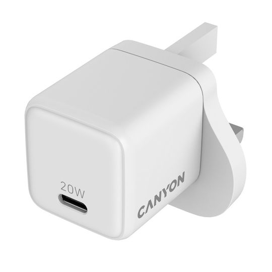 Canyon GaN Kabelloser Handyladegerät mit USB-C Ausgangsanschluss 20W Stromlieferung Weiß