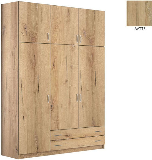 Dreifachtür Kleiderschrank mit Loft Latte 152x60x233cm