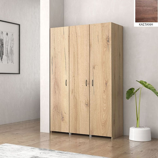 Τρίφυλλη Ντουλάπα Καστανη 120x50x180cm