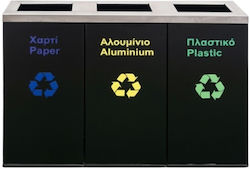 Molyto Recycling Waste Bin Set 3 Pieces 3 X 110 Liters Black 36x46x80