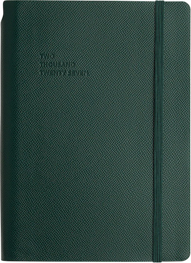 Type Center Daily Agenda A5 2027 Green Leather 14x20.5cm with Personalization