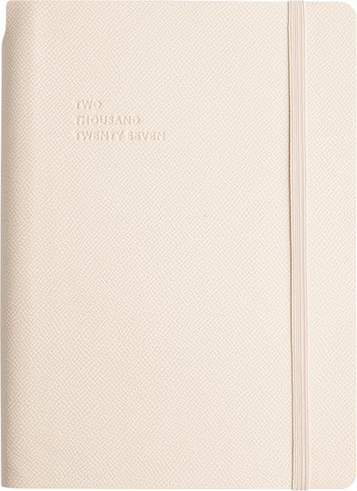 Type Center Daily Agenda A5 2027 White Leather 14x20.5cm (with Personalization)