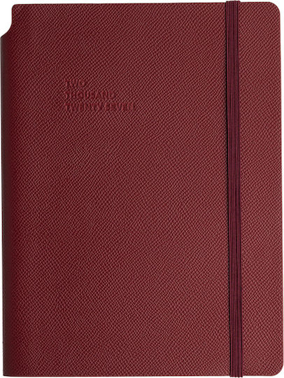 Type Center Weekly Agenda A5 2027 Burgundy Leather 14x20.5cm (with Personalization)