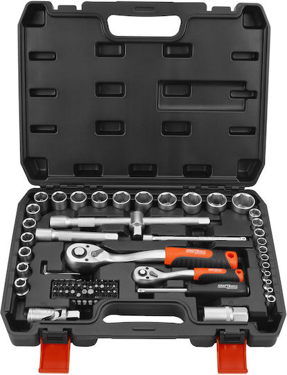 Kraft & Dele Ratschen- und Steckschlüssel-Set 1/4" & 1/2" & 3/8" 10 Stück