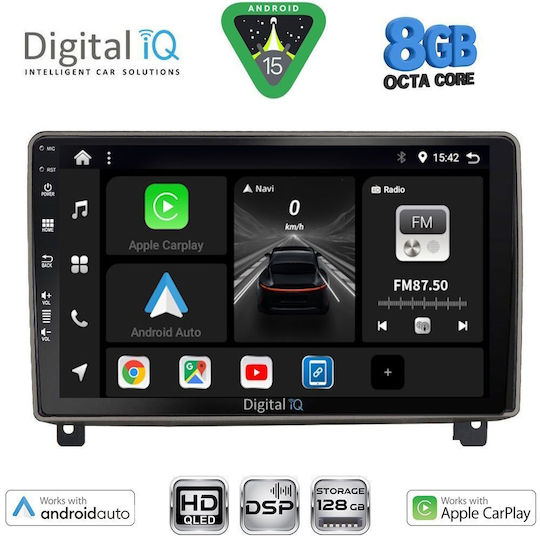Digital IQ Автомобилна Аудио Система за Peugeot 407 2004-2011 Bluetooth USB WiFi GPS Apple CarPlay Android Auto с Touch Screen 9"