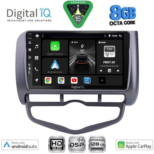 Digital IQ Auto-Audiosysteme für Honda Jazz 2002-2008 mit Klima (Bluetooth/USB/Eingebautes Wi-Fi / GPS / Apple CarPlay / Android Auto) mit 9-Zoll Touchscreen