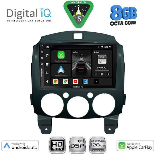 Digital IQ Автомобилна Аудио Система За Mazda 2 2007-2014 (Bluetooth/USB/Вграден Wi-Fi/GPS/Apple CarPlay/Android Auto) С Touch Screen 9"
