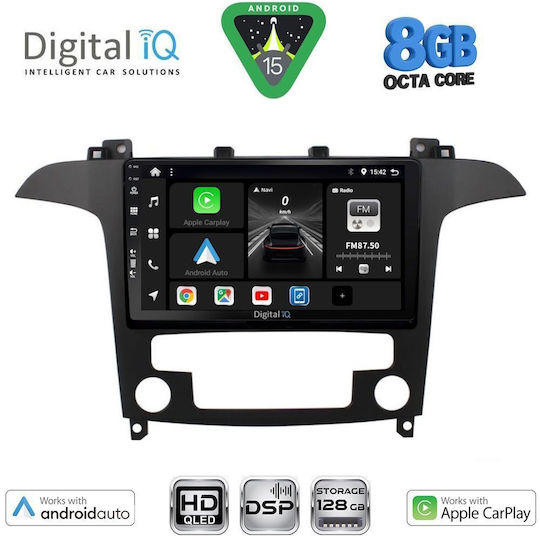 Digital IQ Car Audio System for Ford S-Max 2006-2014 with Clima Bluetooth USB Wi-Fi GPS Apple CarPlay Android Auto with 9-Inch Touch Screen