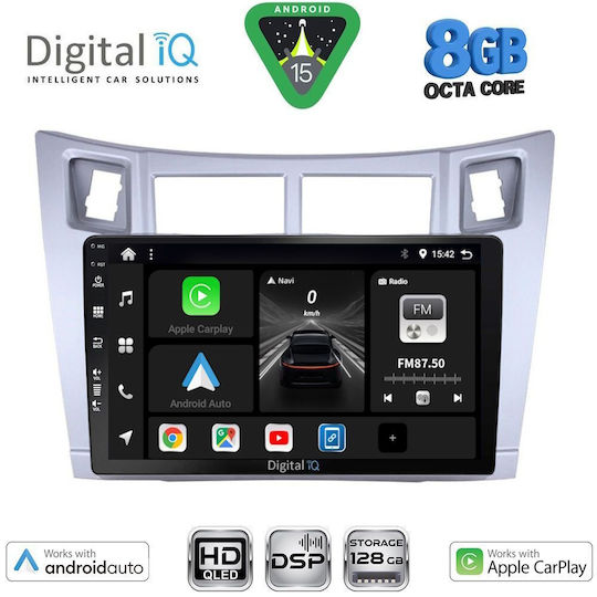 Digital IQ Auto-Audiosysteme für Toyota Yaris 2006-2011 Bluetooth USB Eingebautes Wi-Fi GPS Apple CarPlay Android Auto mit Touchscreen 9 Zoll
