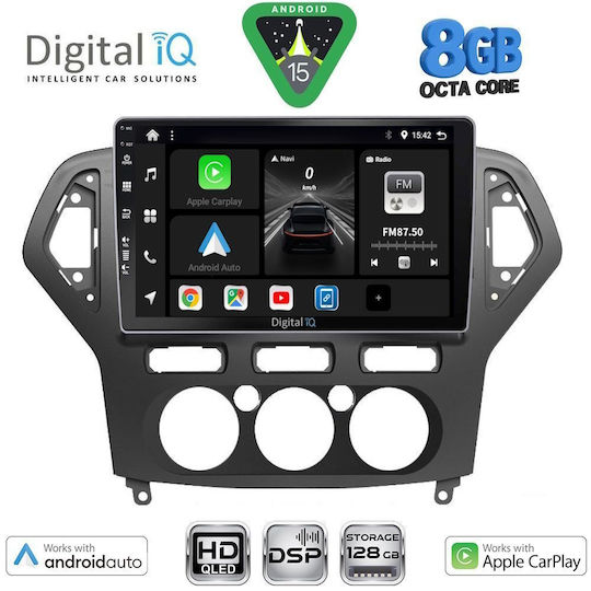 Digital IQ Auto-Audiosystem für Ford Mondeo 2007-2011 mit A/C (Bluetooth/USB/WiFi/GPS/Apple CarPlay/Android Auto) mit Touchscreen 10"