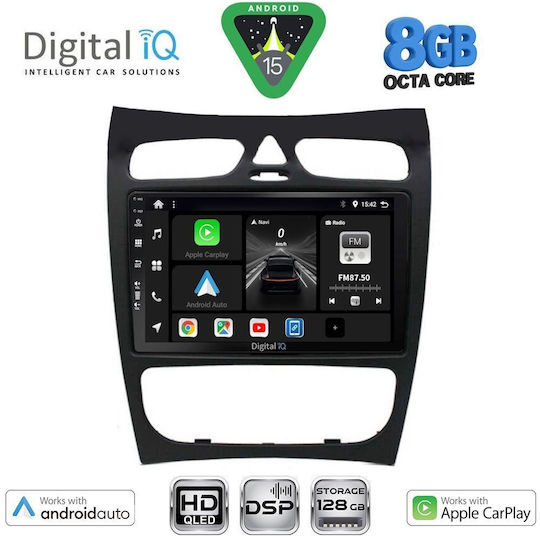 Digital IQ Автомобилна Аудио Система за Mercedes-Benz CLK Class 2000-2004 (Bluetooth/USB/Вграден Wi-Fi/GPS/Apple CarPlay/Android Auto) с Touch Screen 9"