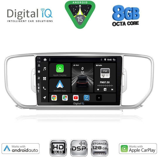 Digital IQ Auto-Audiosysteme für Kia Sportage 2015-2018 Bluetooth USB Eingebautes Wi-Fi GPS Apple CarPlay Android Auto mit Touchscreen 9 Zoll