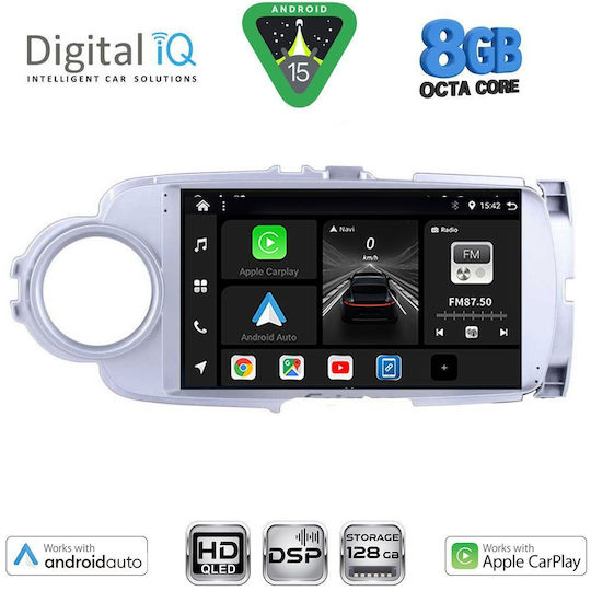 Digital IQ Auto-Audiosystem für Toyota Yaris 2011-2015 Bluetooth USB Eingebautes Wi-Fi GPS Apple CarPlay Android Auto mit 9 Zoll Touchscreen