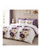 Pucioasa Set Huse Pentru Pilote 200x230cm Duble Cu 4 Fețe De Pernă Și 1 Cearșaf Purple And Cream Flowers