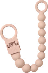 Bibs Pacifier Clip with Silicone Beads Pink