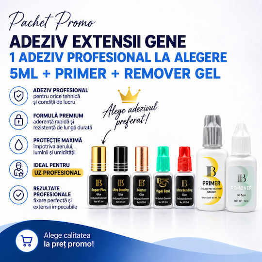 Ibeauty Adeziv 5 ml Pachet Promoțional + Ibeauty Primer + Ibeauty Gel Demachiant