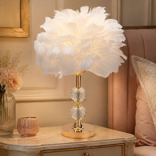 Keskor Metal Table Lamp for E27 Socket with White Shade and Gold Base