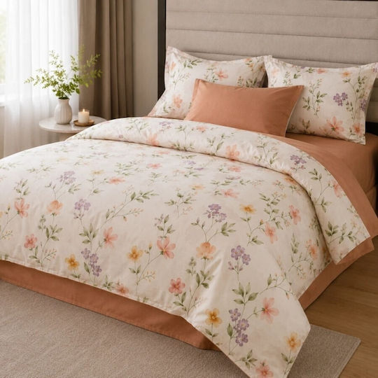 Pucioasa Σετ Παπλωματοθήκη 200x230cm Διπλή με 4 Μαξιλαροθήκες & 1 Σεντόνι Πορτοκαλί