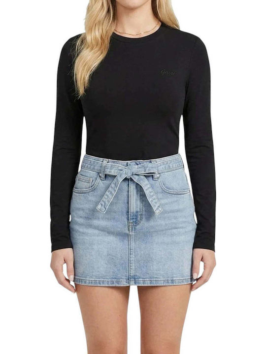 Guess Guess Damen Langärmeliges Schwarzes Crop Top