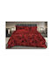 Kraft World King Size Bed Sheet Set With Elastic 220x240+25cm Burgundy (4 Pieces)