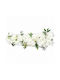 Künstliche Blumen Komposition 100x30cm Floral Runner Weiße Hortensie & Rosen