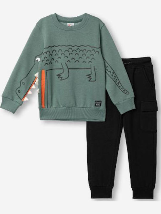 Funky Kinder Sweatpants Set Khaki-Schwarz